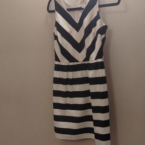 LOFT Black and White Chevron Mini Dress